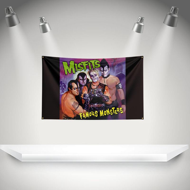 M-Misfitss Flag Rock Music Band Banner HD Printing Tapestry Exhibition, Music Band Fans, Garage Decor