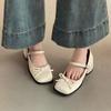 Sommer neue Retro Schleife Französisch dicker Absatz High Heels flacher Mund Mary Jane Schuhe Koreanische Version sanfter mittlerer Absatz Einzelne Schuhe