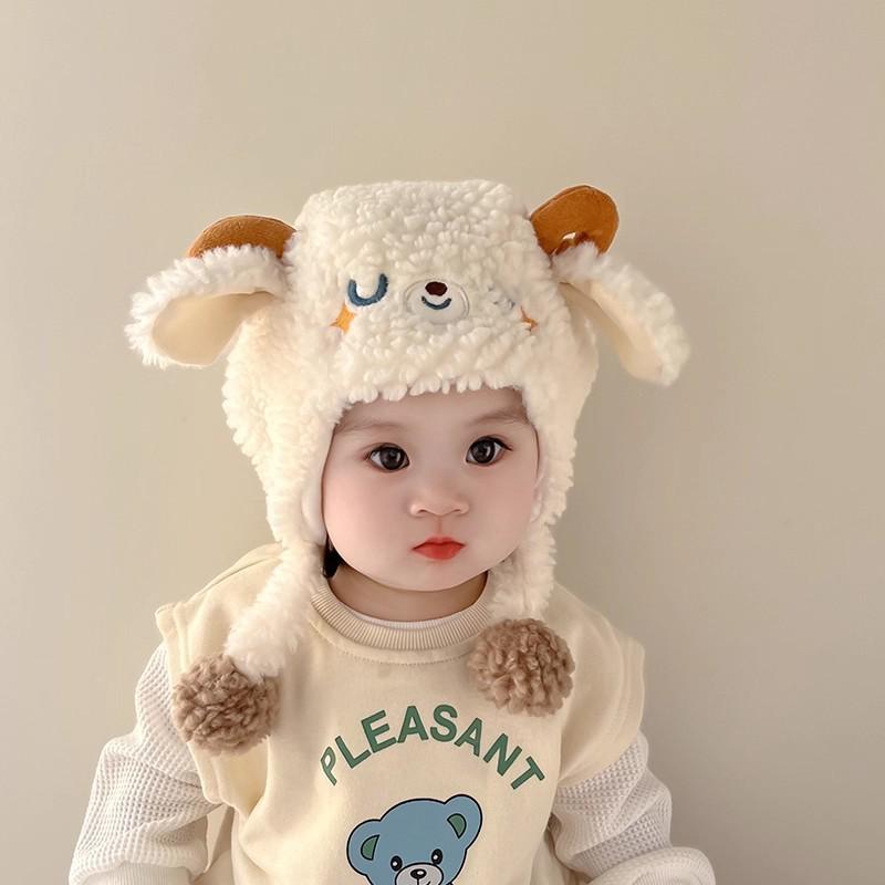 Exclusive Newcomer Offer: Cute Little Sheep Earflap Hat for Babies - Warm and Plush for Autumn/Winter
