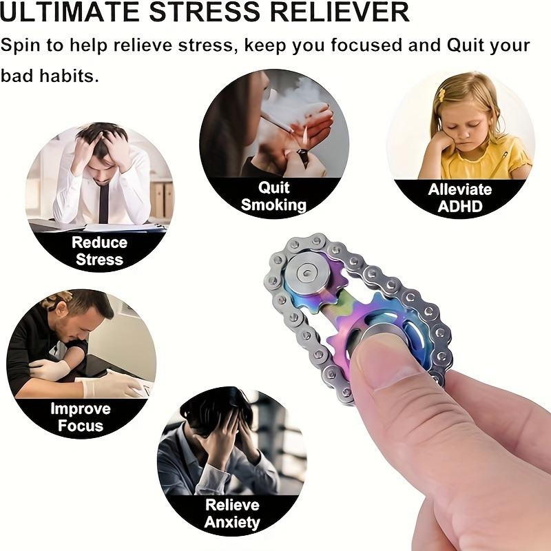 Fingertip Gyroscope, Linked Bicycle Chain Gyroscope Design, 2-gear Rotating Finger Game Durable Mechanics and Smooth Bearings, Decompression Toy