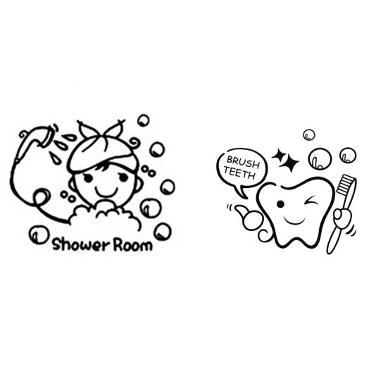 Cartoon Tooth Brush Your Teeth Shower Room Vinyl Sticker Murals Wall Decor