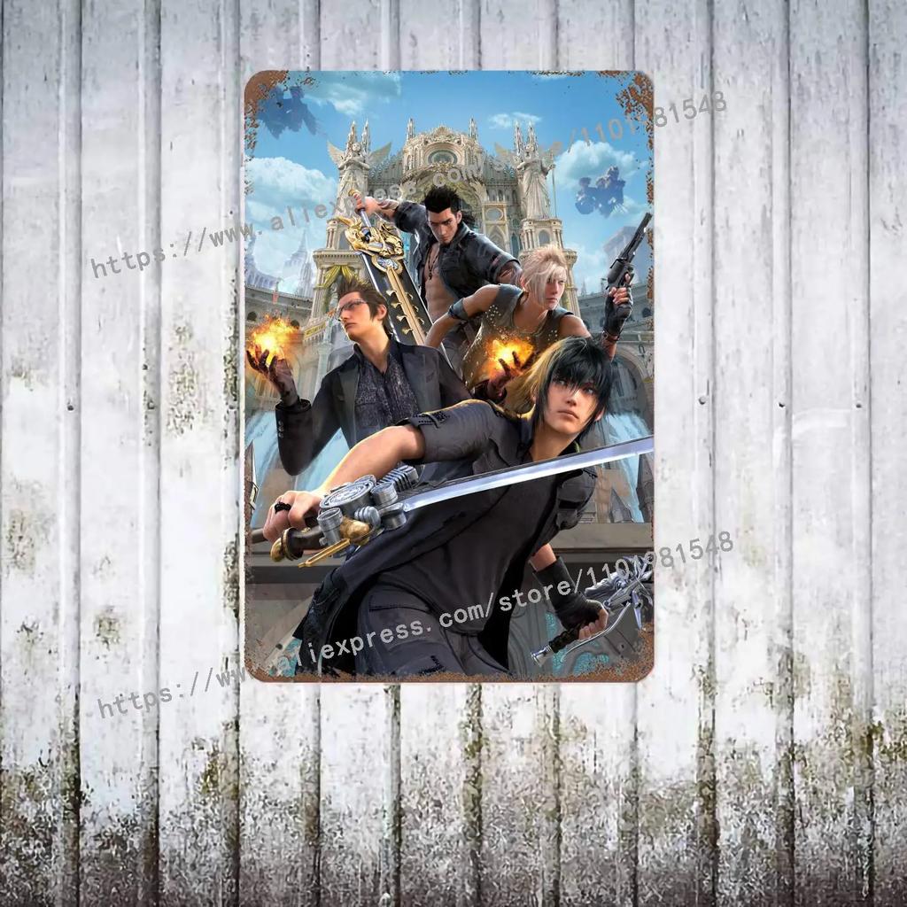 Yoshitaka Amano Final Fantasy VIIs Poster Vintage Blech Metallschild Dekorative Plakette für Pub Bar Man Cave Club Wanddekoration
