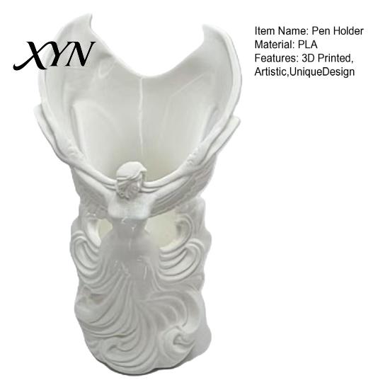 Cute Makeup Brush Cup Angel Fairy Pen Holder, 3D Printed Cosmetic Organizer, Tabletop Holder for Vanity Desk, Dried Flower Vase, Gift Women Artistic