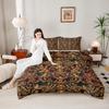 Gold Cherub Baroque Damask Burgundy Pattern for Classic Vintage Duvet Cover Set with 2 Pillowcases for Kids Room Bedding