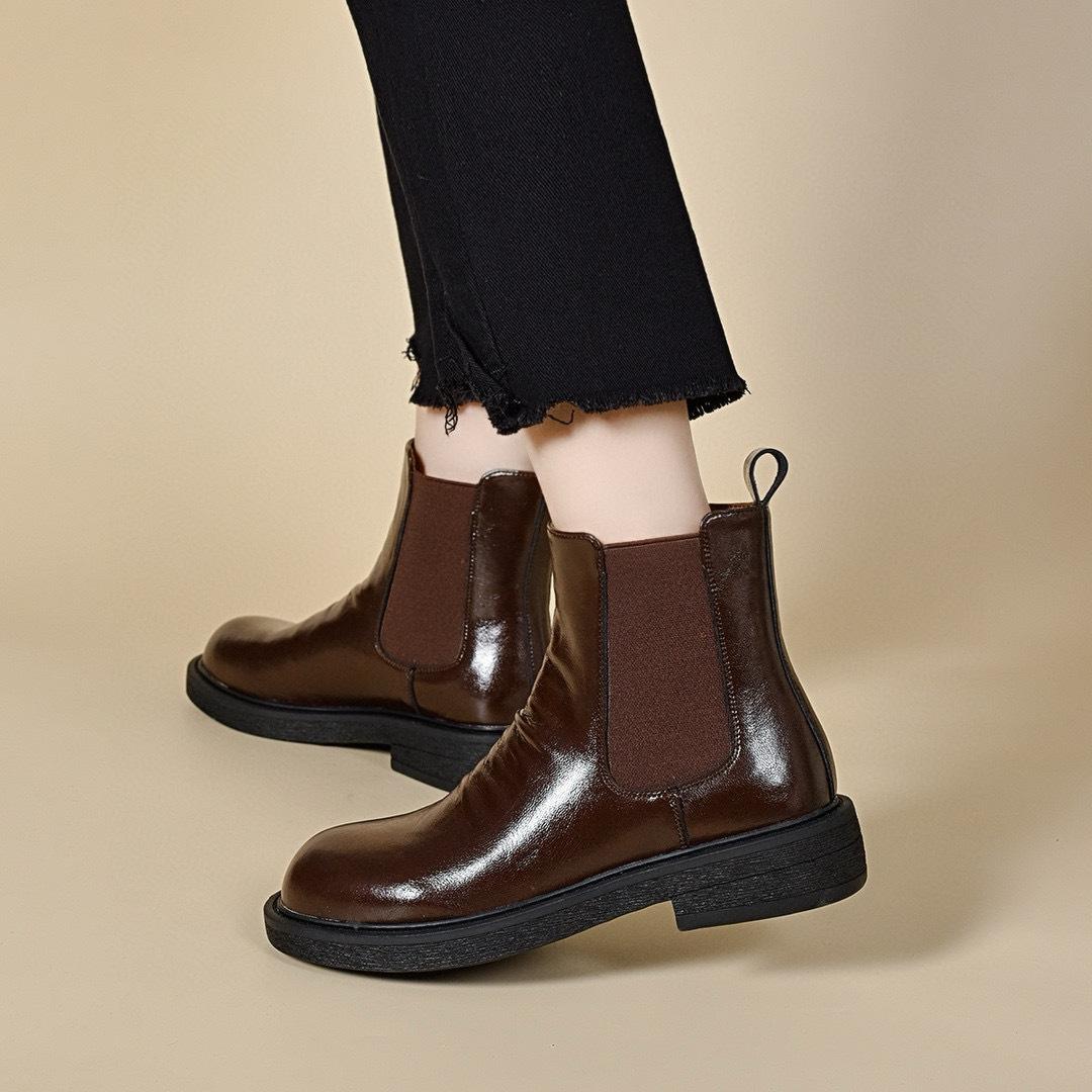 

Женские ботинки Мартина осень-зима новые с круглым носком на плоской подошве ботинки-сигареты прямые ботинки повседневные рукава женские кожаные ботинки 40