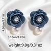 European and American new earrings, geometric fabric small fragrant style inlaid pearl design flower stud earrings versatile earrings