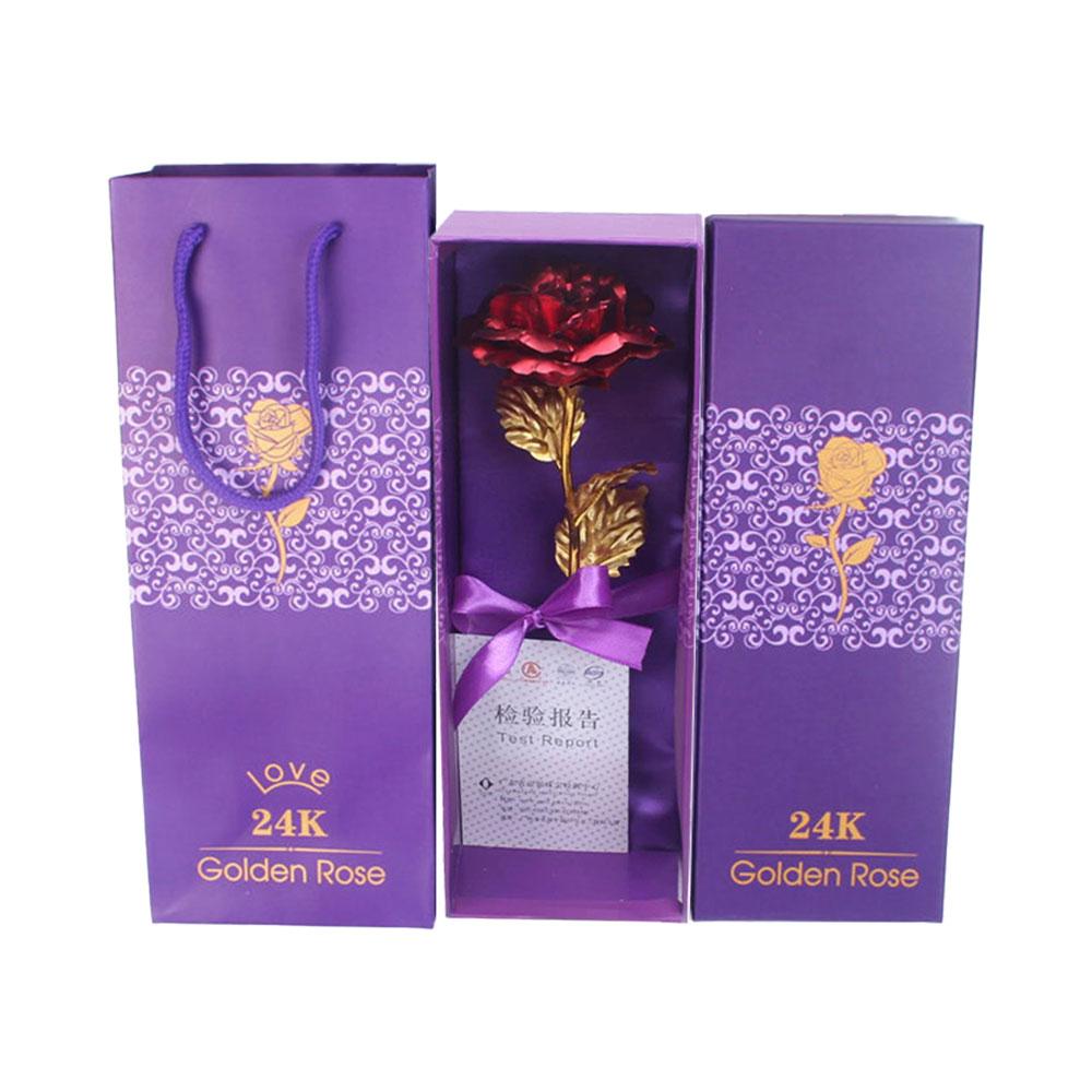 Creative Artificial 24K Gold Rose Flowers with Gift Box for Mothers Day Valentines Day Birthday Anniversary Thanksgiving Present