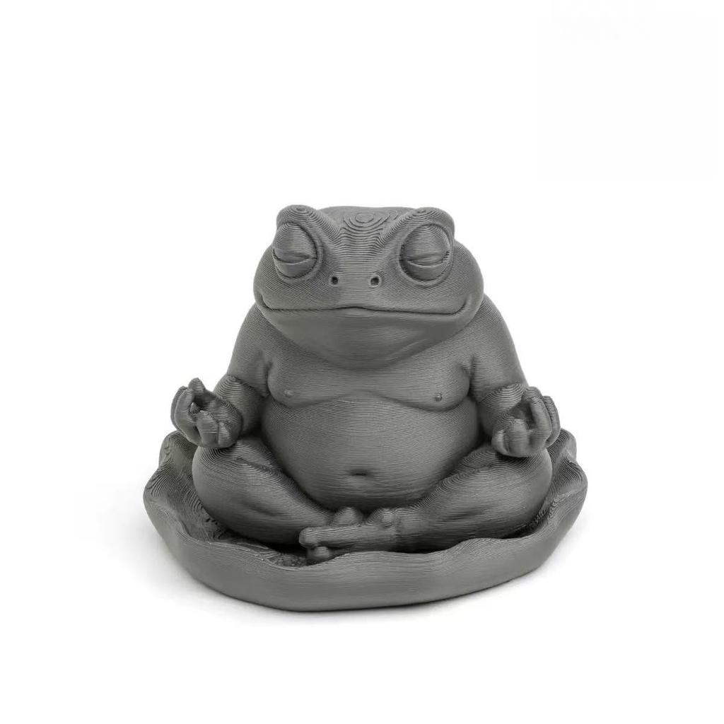 Een mollige Zen-kikker, een meditatiekikker, een 3D-geprint decoratief item, geschikt voor thuis en kantoor, een heel goed cadeau