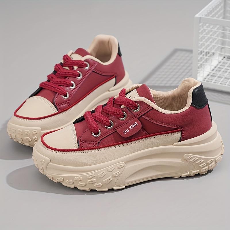 

Стильные белые кроссовки для женщин: Элегантная обувь на плоской подошве, удобная и универсальная повседневная спортивная обувь 40 багровый