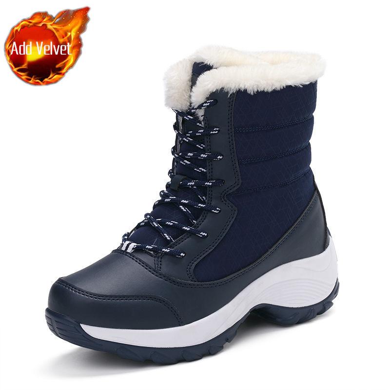 Winter Fleece-lined with Laces Chunky Waterproof High-top Ladies Shoes Chic and Elegant Trend 2025 Padded Hot Women's Snow Boots
