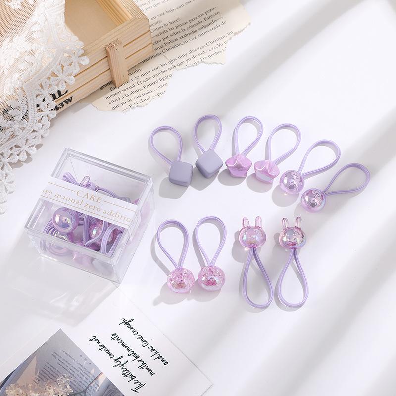 

Детские милые мультяшные эластичные резинки для волос в корейском стиле конфетных цветов - детские колечки для волос Любовь фиолетовый