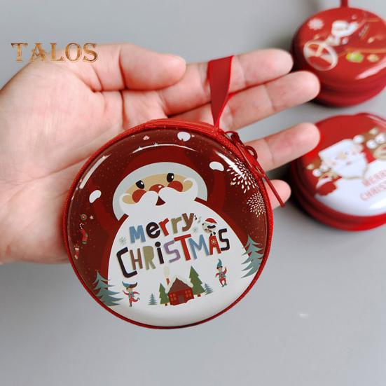 Children's Coin Purse Round Christmas Coin Pouch with Cartoon Pattern Zipper Closure Coin Case with Lanyard for Kids Coins Cash Keys Candies