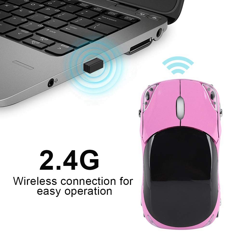Wireless Sports Car Style Bluetooth Optical Mouse with USB 1600DPI High Precision Portable Gaming Mouse for PC Richer-R Mouse, 2.4G Receiver, Mouse,