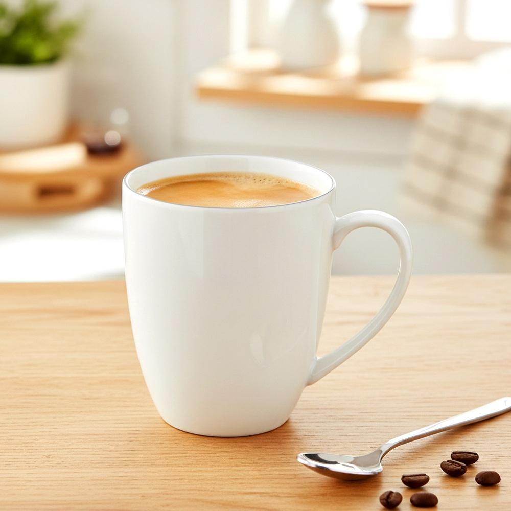Kubek Porcelanowy Biały Na Napoje Do Picia Kawy Herbaty Ziół 390 Ml