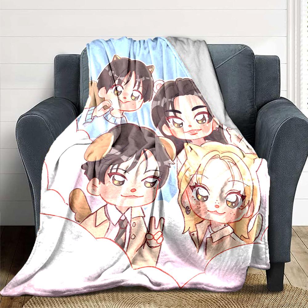 1Pc Kawaii Friends Together Blanket For Couch Bed Plush Cozy Fuzzy Blanket Super Soft Warm Blankets For Fall And Winter 091841