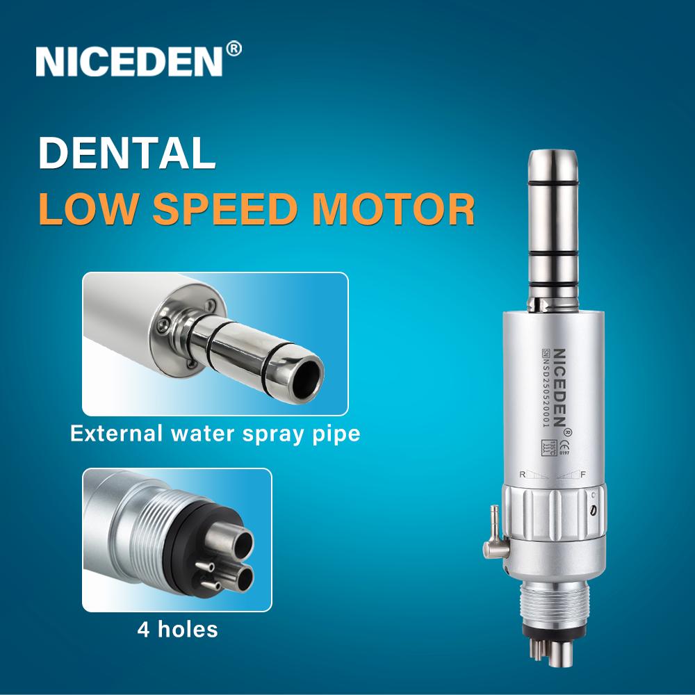 Niceden Kit Piesă de Mână Dentară de Viteză Mică Turbină cu Aer Dreaptă Contra Unghi Motor cu Aer 2/4 Orificii