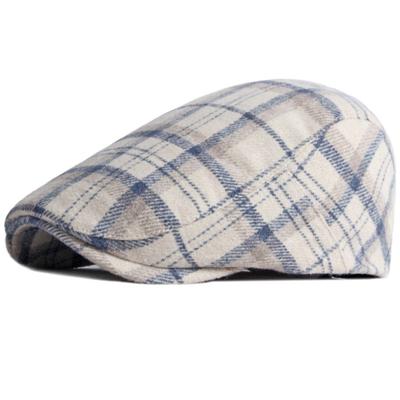 HT3708 New Autumn Winter Cap Hat Men Women Wool Beret Cap Male Female Plaid Artist Painter Beret Hat Flat Cap Berets
