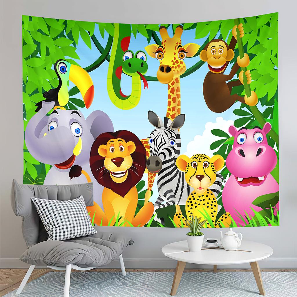 Cartoon Farm Animals Tapestry Cute Cow Turkey Tapestry Gifts for Kids Girls Boys Bedroom Dorm Wall Hanging Decor Tapestries