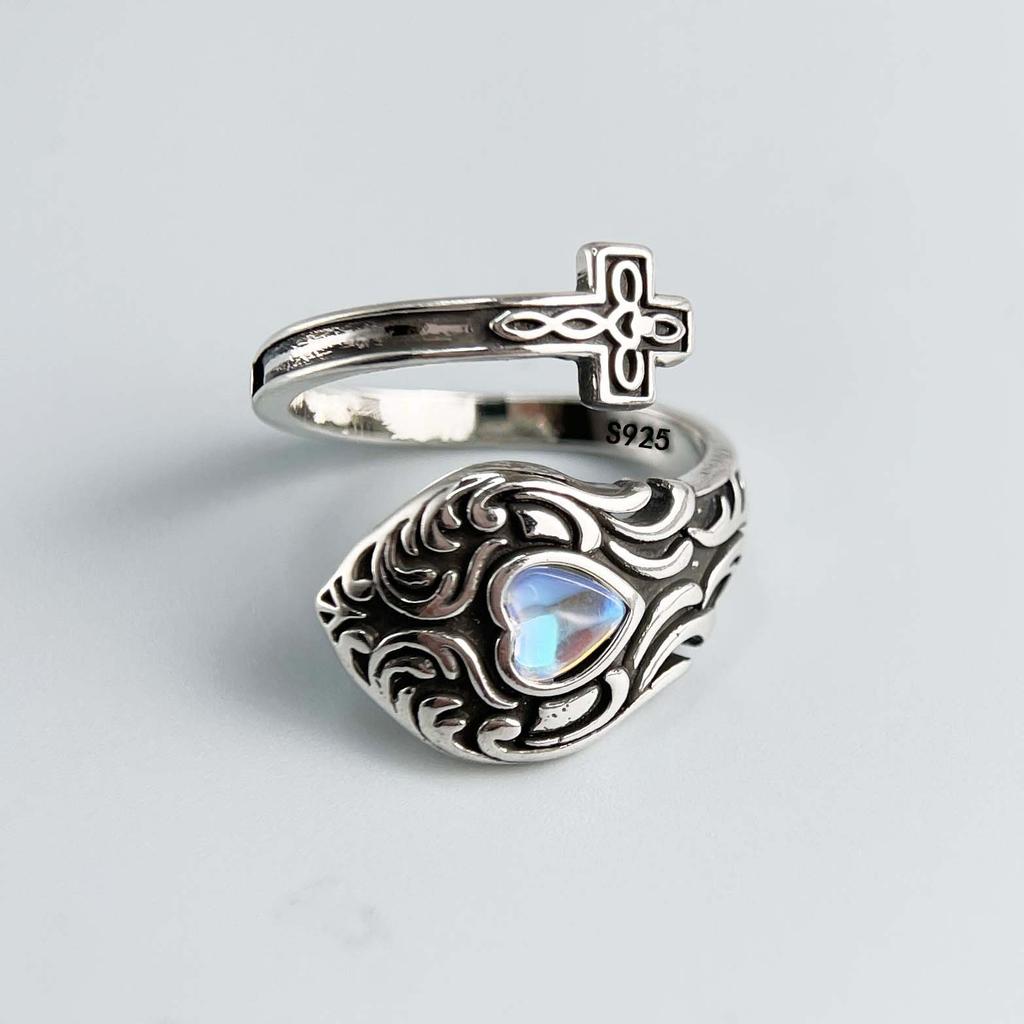 Xiaomi 925 Sterling Silver Rings for Women Couple Minimalist Handmade Retro Moonstone Ring Fine Jewelry Gift Prevent Allergy
