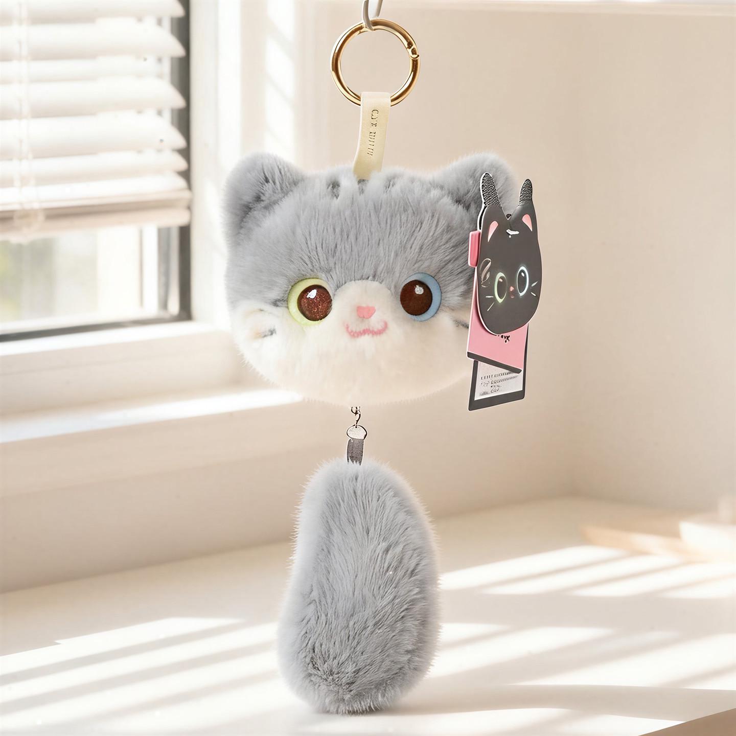 Street Stall Wooden Fish Cat Sound Plush Kitten Ornament 10 cm