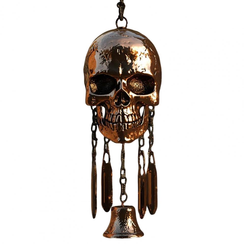 Outdoor Skull Decor Dark Theme Wind Chime Vintage Skull Wind Chime for Indoor Outdoor Garden Patio Metal Hanging Bell Halloween