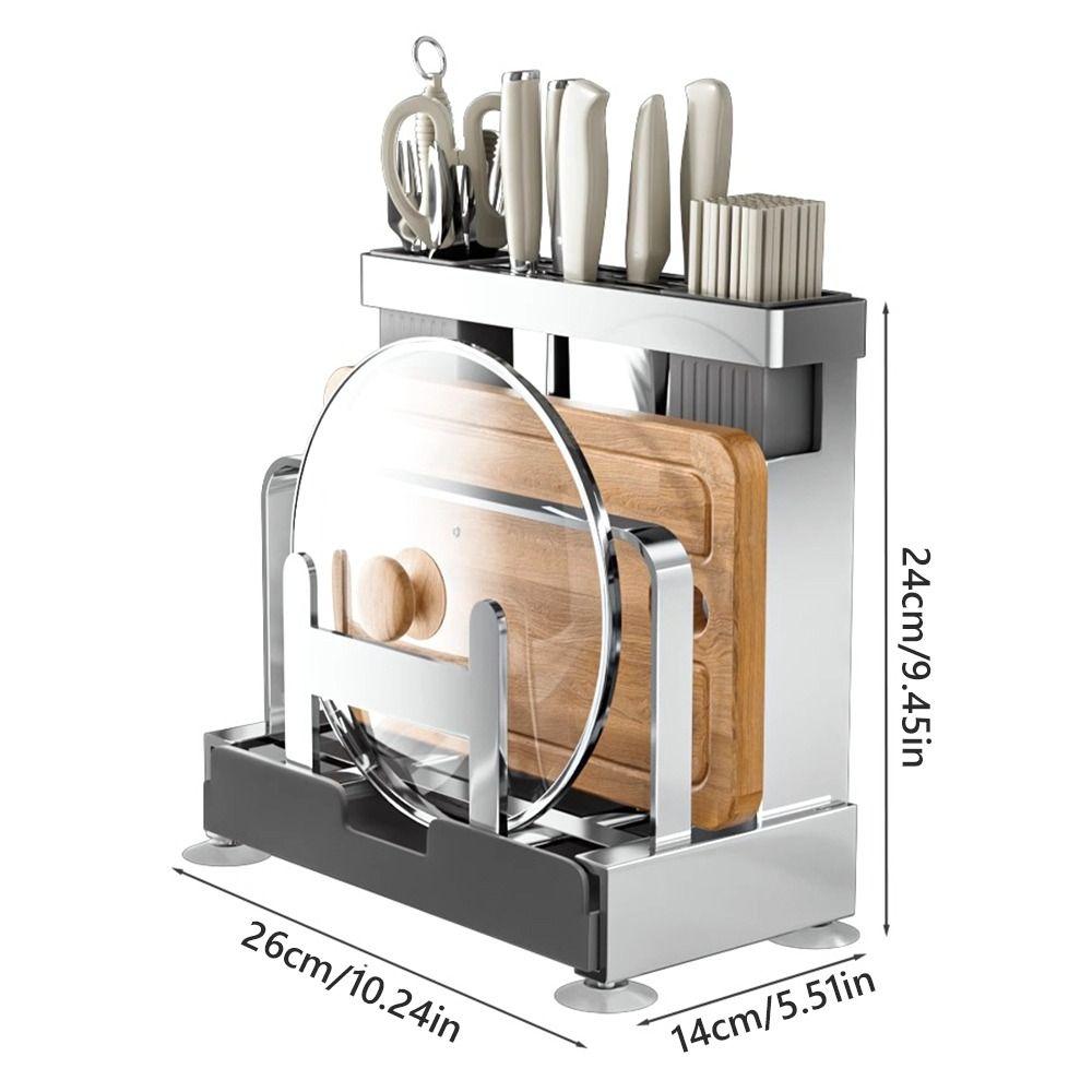 Stainless Steel Kitchen Storage Holder Space Saving Table Stand Storage Rack Chopsticks Storage Pot Holder Home Storage