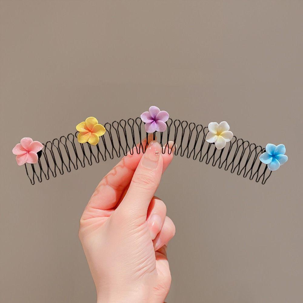 Spring U Shape Hair Styling Comb Headband Fixed Combs Invisible Extra Hair Holder Teeth Hair Accessories Flower Hairpin
