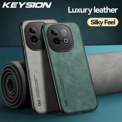 KEYSION Luxury Retro Case for IQOO Z10 Turbo 5G Soft Silicone+PC PU Leather Shockproof Phone Back Cover for IQOO Z10 Turbo Pro