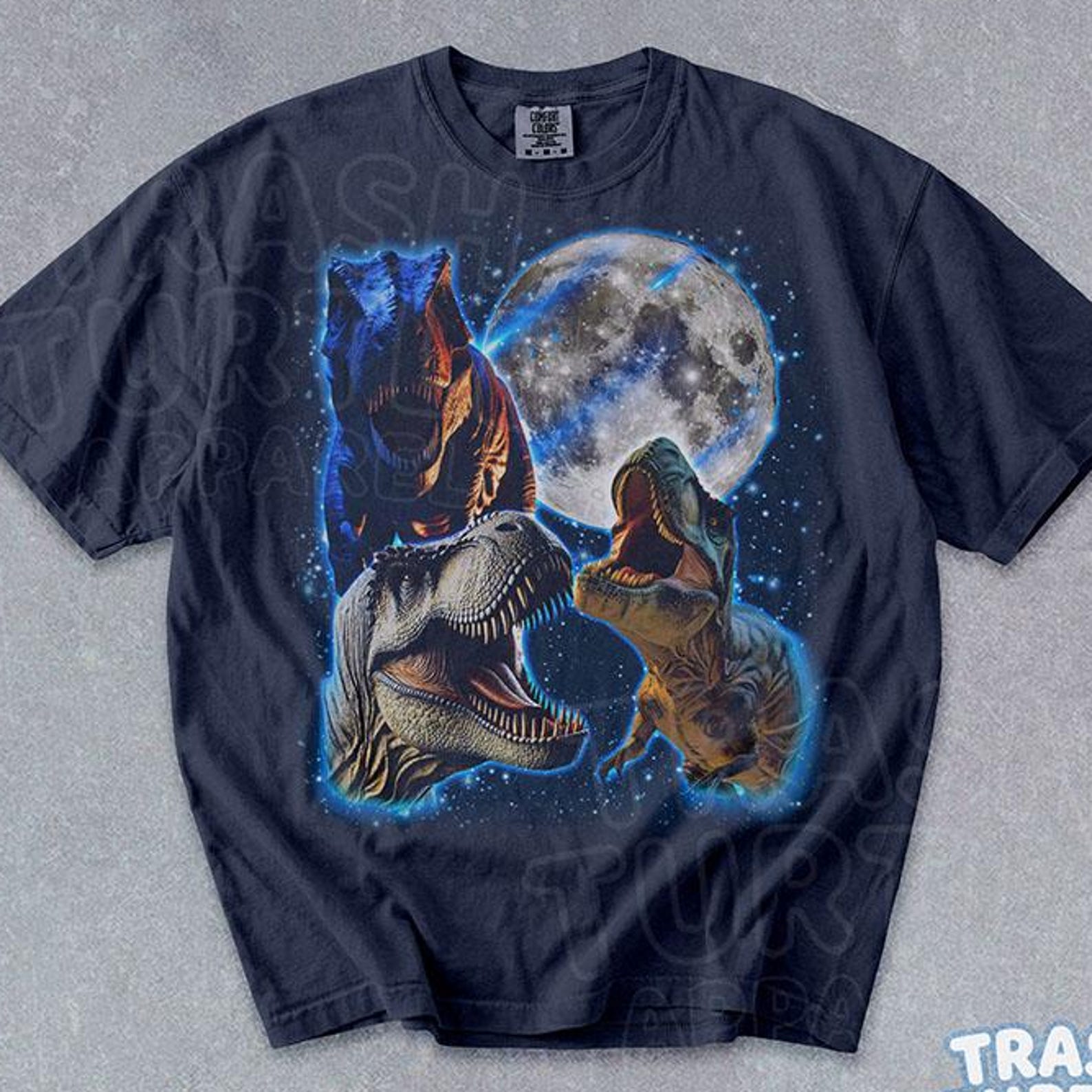 Three T-Rex Shirt Jurassic Dinosaur Graphic TShirt T-Rex Prehistoric Lover T-shirt Dino Nostalgia Nature Tee L