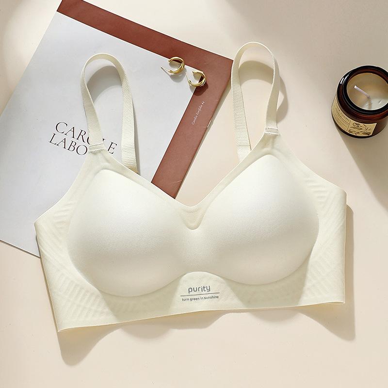 

Traceless underwear fixed cup, small breasts gather and show large collection, soft support, comfortable and breathable text M 34/74ABC шампанского