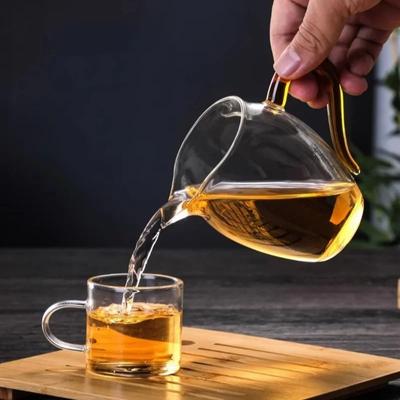 Ceașă de ceai cu vârf din sticlă în stil japonez de 350 ml Distribuitor de ceai Pahar din sticlă transparentă rezistentă la căldură cu mâner, ceașcă suflată manual de Kung Fu Fair