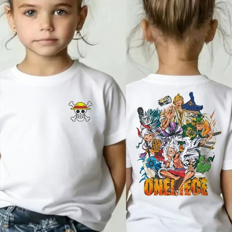One Piece Japanese Anime Print Cotton TShirt Luffy Zoro Childrens Casual Short Sleeve Tee Kids Luffy Tshirt Family Clothing