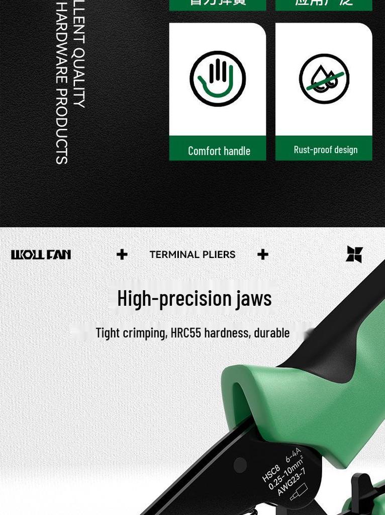Needle-type Tube Terminal Crimping Pliers, Multi-functional Four-sided Cold Press for Electricians
