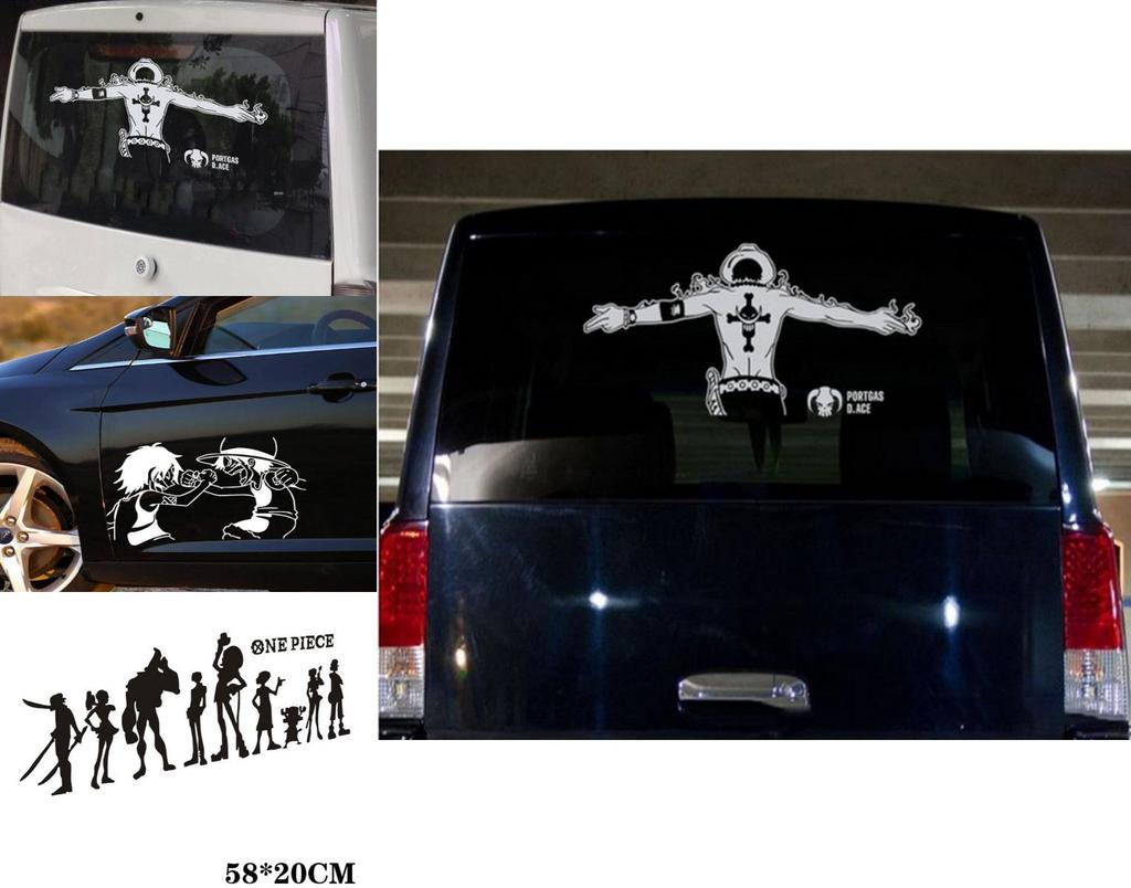 Premium Quality One Piece Portgas D Ace Car Body Sticker Reflective Design For Classic Appeal