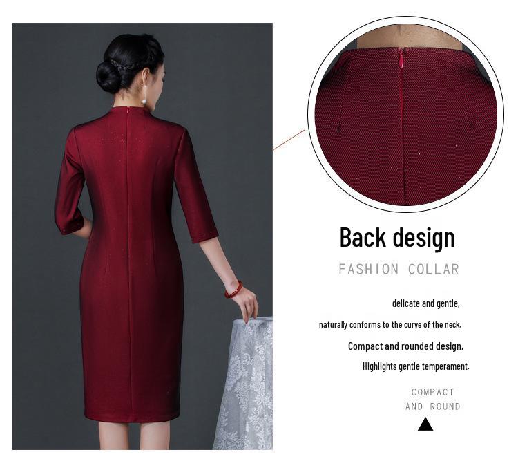 Elegant Plus Size Gown for Middle-Aged and Elderly Women - Spring/Autumn Wedding & Celebration Dress, 2022 Collection