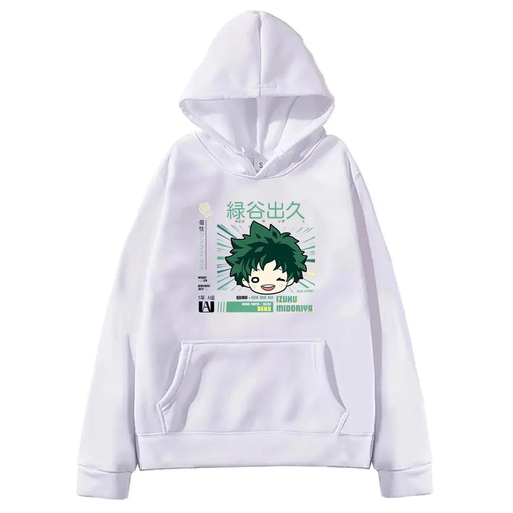 Midoriya Izuku Toga My Hero Academia Толстовки с капюшоном Одежда для женщин и мужчин Толстовки с мультяшным принтом Удобная уличная одежда больших размеров S белый 1660₽