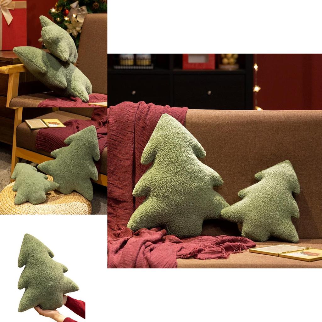 Christmas Tree Plush Cushion With Plant Floral Pattern For Living Room Decor
