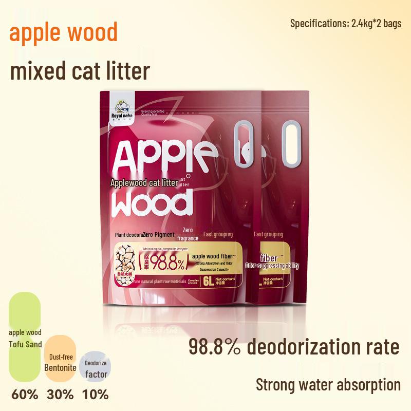 

Tofu Applewood Clumping Cat Litter - Deodorizing, Dust-Free, Non-Stick, Flushable, Natural Bentonite