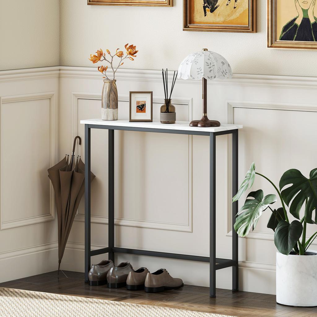 Console Table Hallway Table with Adjustable Foot Pads, Anti-Tip 75 X 24 X 76 Cm for Small Spaces Black