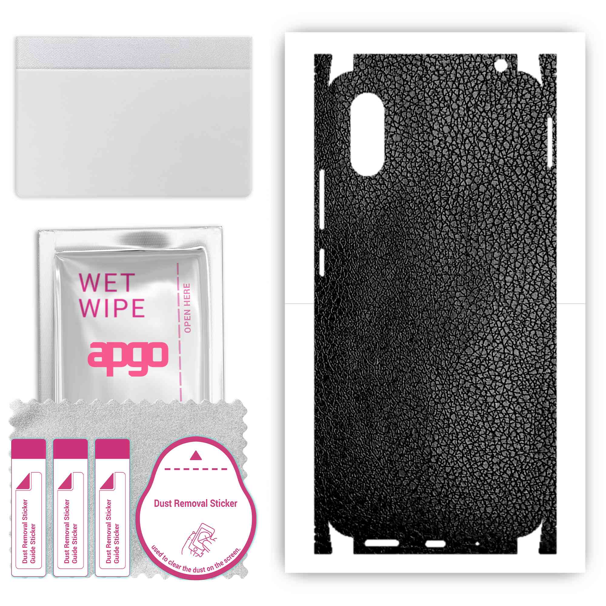 

apgo Protective Skin Sticker for the back+sides compatible with Xiaomi Redmi 9A, Full Wrap Film, Foil, Vinyl - Pattern Black Leather