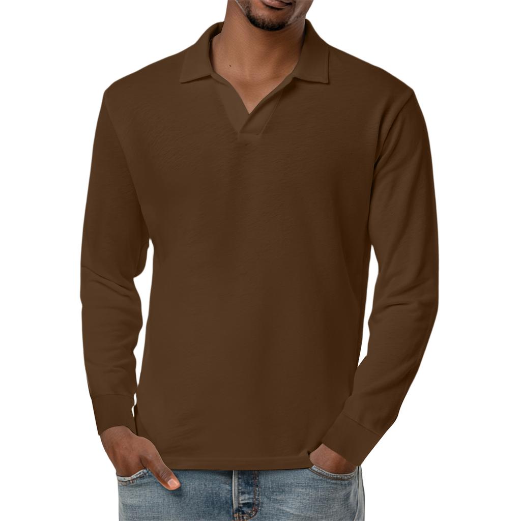 Men's Casual Retro Small V-neck Long-sleeved Top