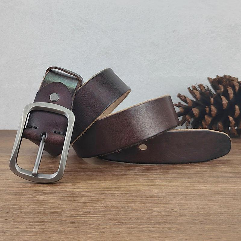 Thickened Vegetable Tanned Washed Belt Men'S First Layer Cowhide Pin Buckle Retro Casual Belt Simple Business Belt