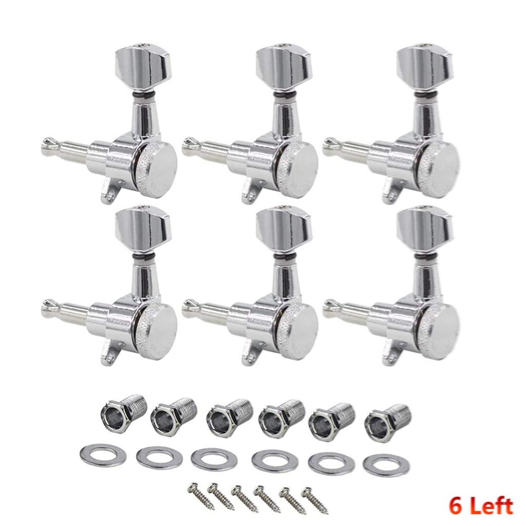 6 Right Inline Electric Guitar Tuning Peg Sealed Locking Tuners Chrome Plated Guitar Tuning Keys Machine Heads 1 : 18