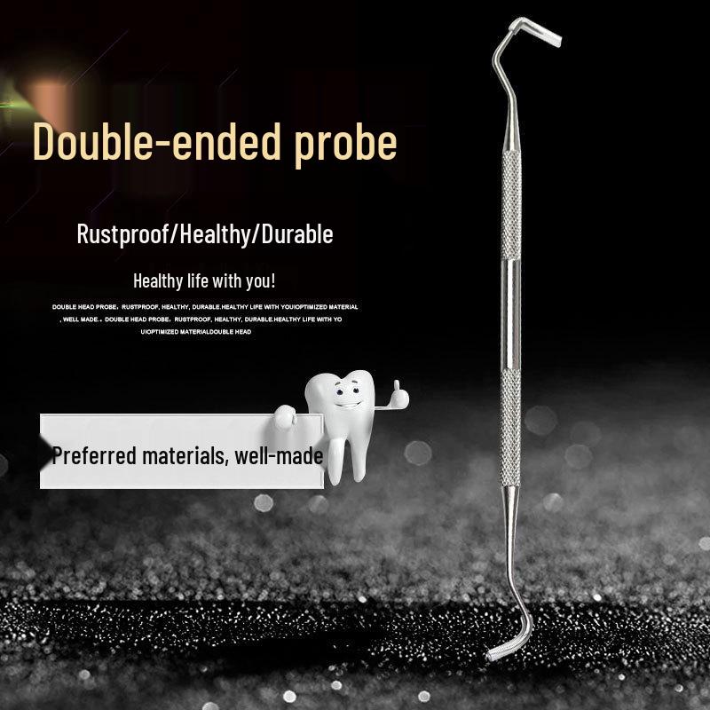 Stainless Steel Dental Tool Set with Tweezers, Mirror, and Probe for Dentists
