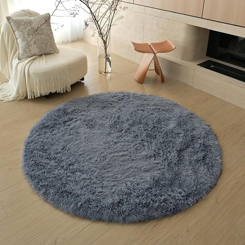 Checkerboard Round Fluffy Shaggy Rug Soft Long Pile Carpet for Bedroom Living Room Plaid Area Rug Kids Room Circular Mat
