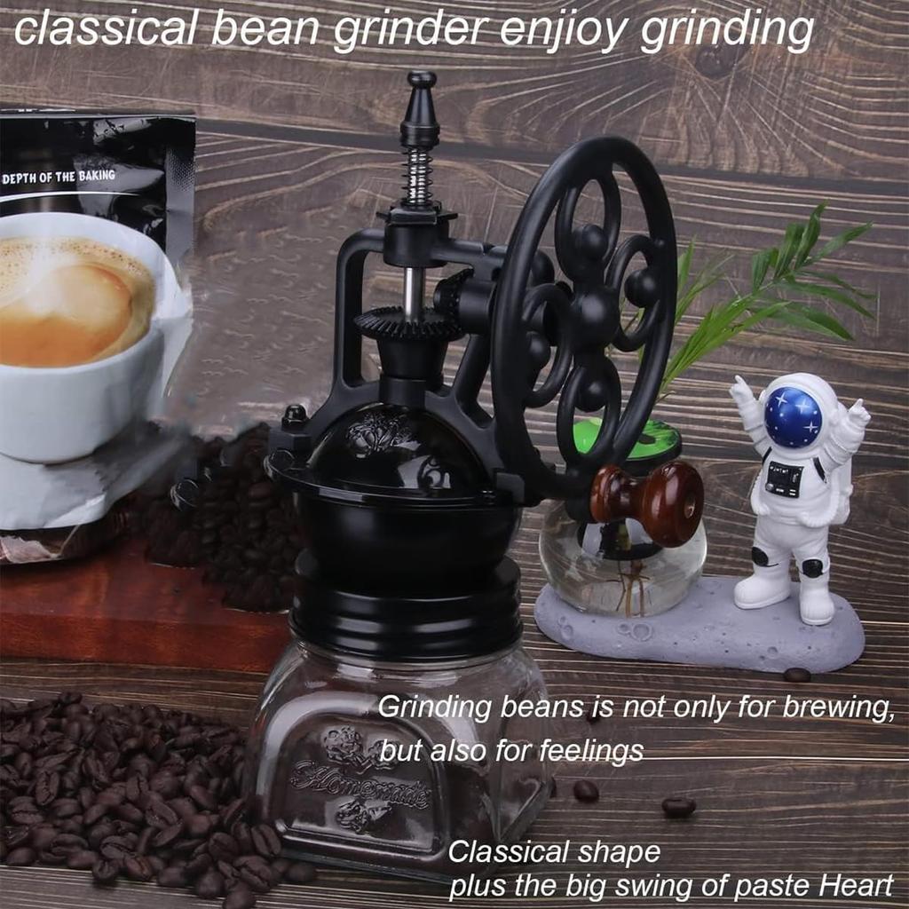 Manual Coffee Grinder, Mason Jar Lid Manual Coffee Grinder, Vintage Style Manual Coffee Bean Grinder, Fits Mason Jar Regular Mouth Size 70mm (Black)