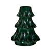 Christmas Tree Candlestick Glass Pillar Candle Holder Vintage Ribbed Taper Candle Holder for Festive Dining Table Decoration