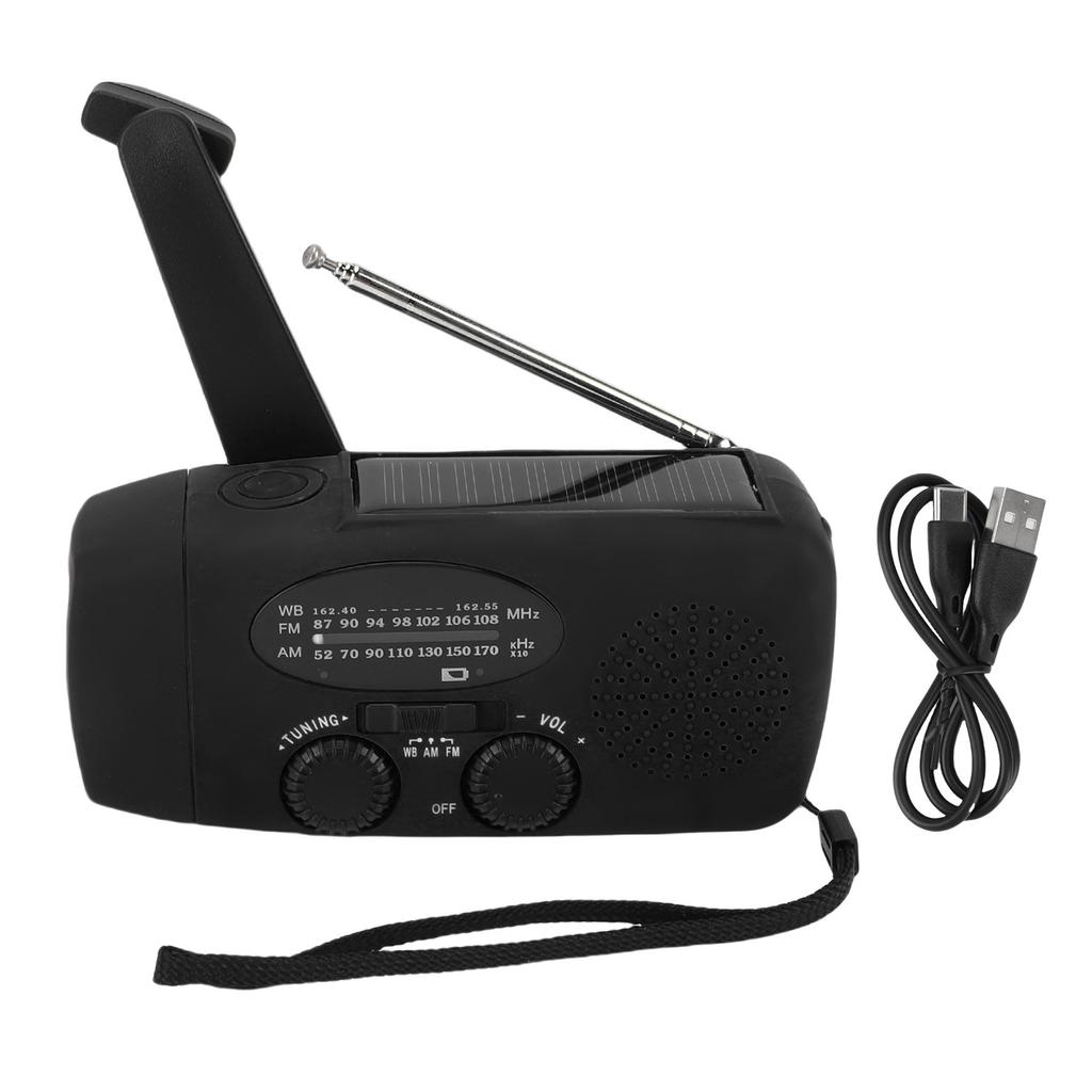 Solar Emergency Hand Crank Radio AM FM WB NOAA Portable Radio with Power Bank LED Light for Outdoor