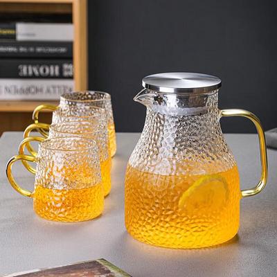 Diller Hammered Glass Water Pitcher Set with 4 Cups