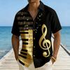 Music Lover's Short Sleeve Shirt with Piano Key & Note Print, Casual Summer Essential